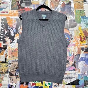 Duck Head CLASSIC Mens Large Gray Cable Knit V Neck‎ Sweater Vest